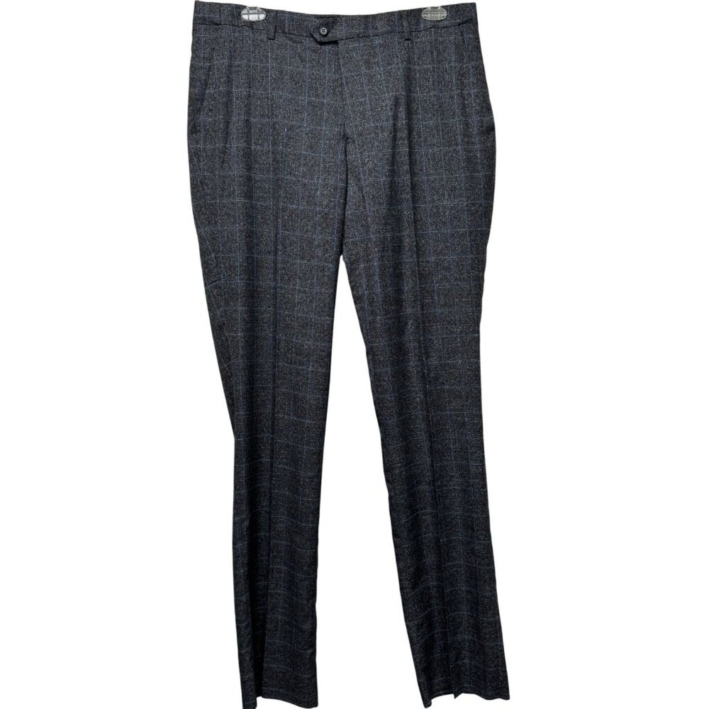 Stacy Adams NEW Windowpane Plaid Dress Pants Button Closure Men 38R Gray